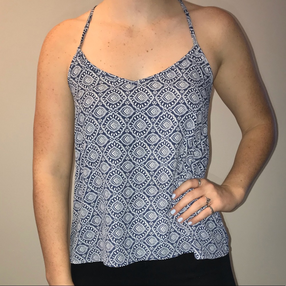 Blue and white hollister tank